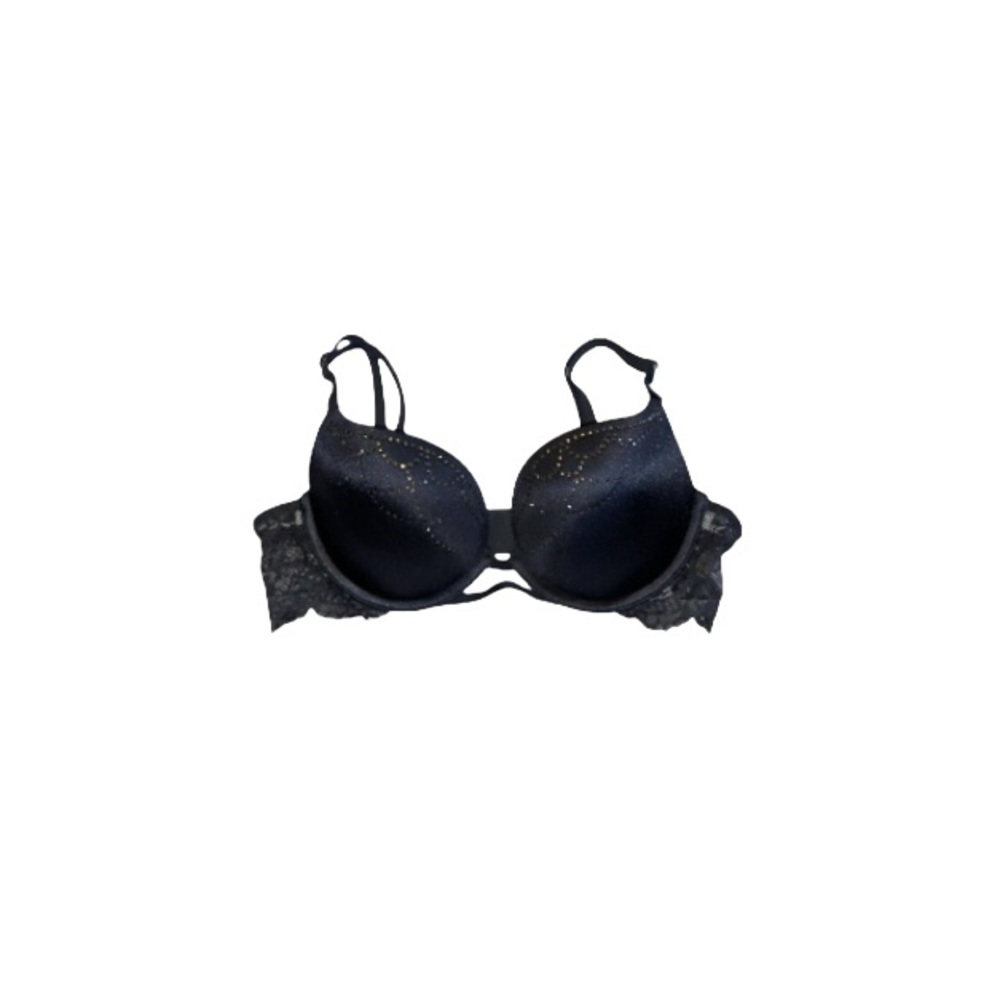 🆕 La SENZA Dark Grey Rhinestone Bedazzled Push Up Bra - Women’s Size 34B / B34